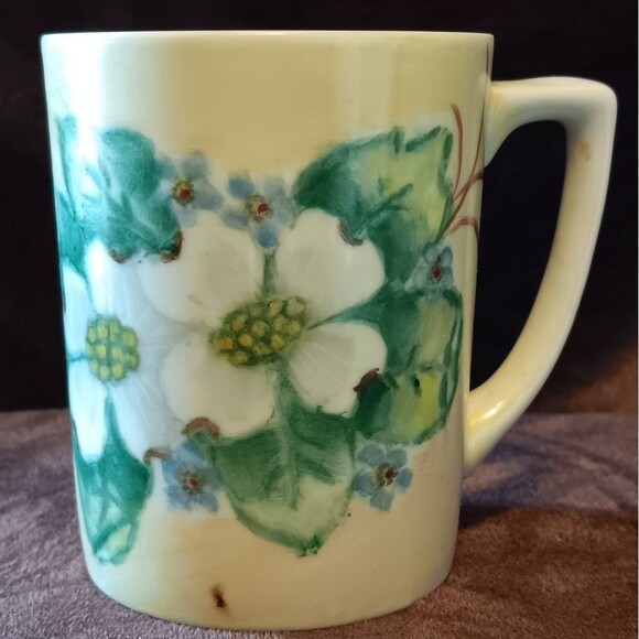 Vintage 1966 German Handpainted Porcelain Teapot & 4 Cups w/Matching Signatures - Picture 5 of 9